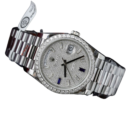 Day-Date 40 President White Gold Diamond Paved Dial with Sapphires 228349RBR