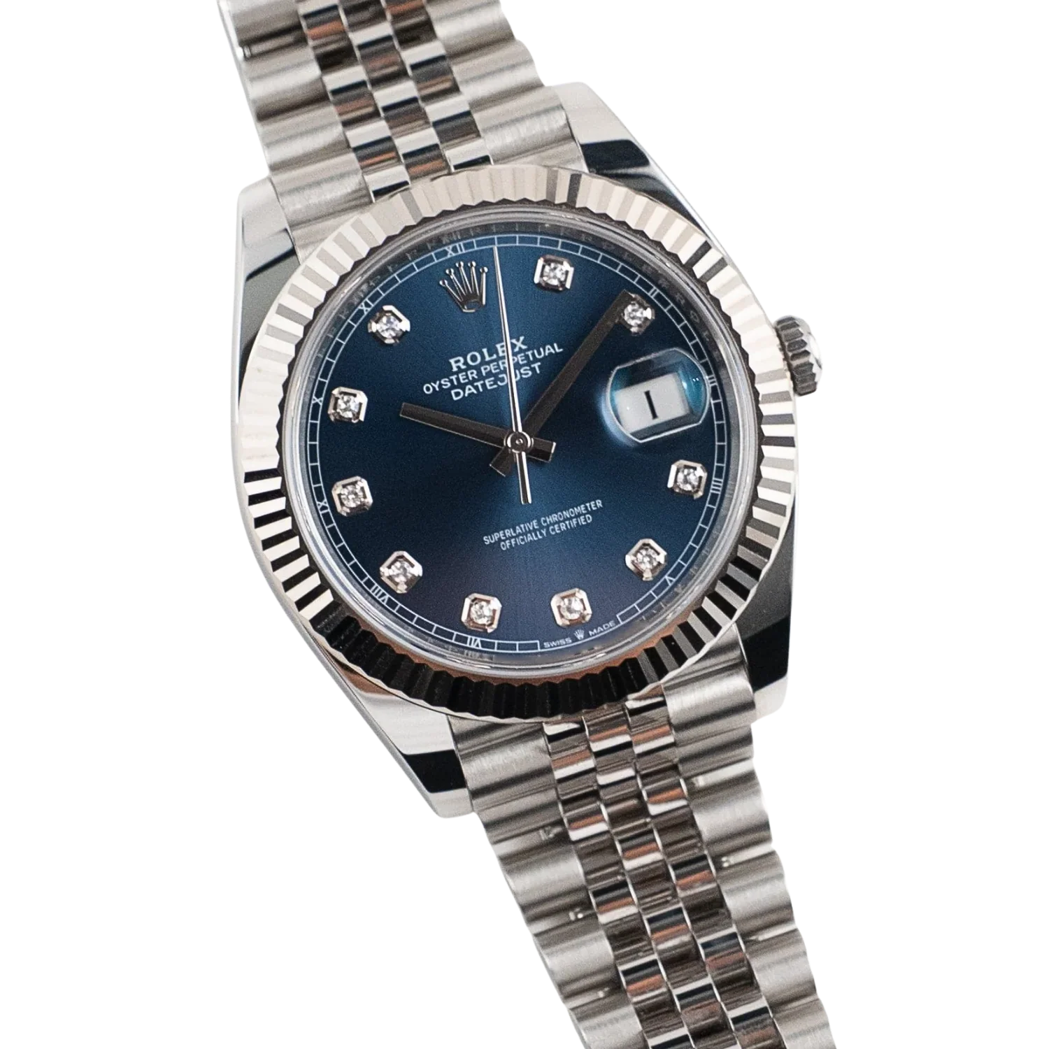 Datejust 36mm Steel & White Gold Blue Dial Diamonds m126334-0016