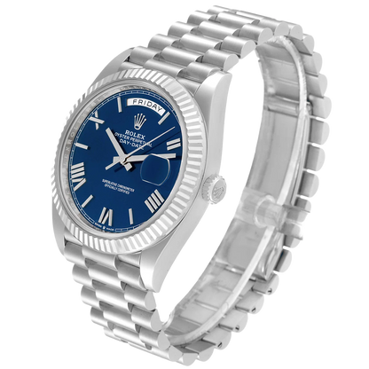President Day-Date 40mm Blue Dial Platinum Mens Watch 228236