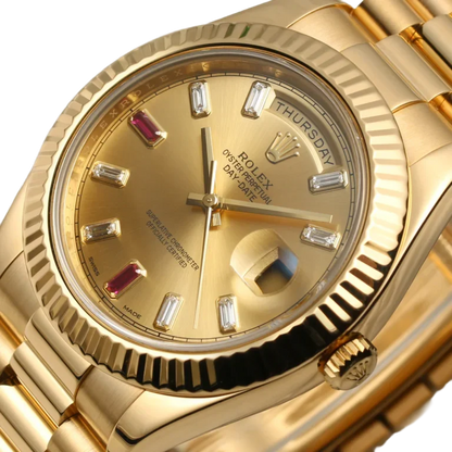 President Day-Date II 41mm 218238 18k Yellow Gold & Ruby Dial