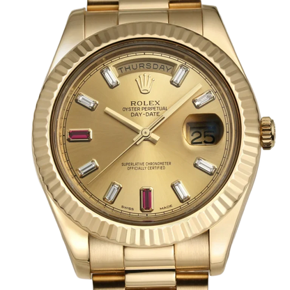 President Day-Date II 41mm 218238 18k Yellow Gold & Ruby Dial