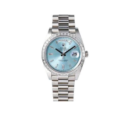 Day-Date 40mm Ice Blue Dial Baguette Set Bezel 228396TBR