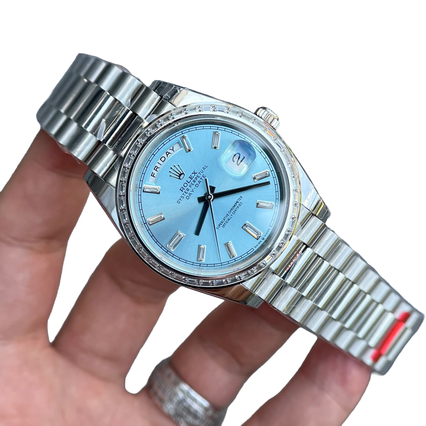 Day-Date 40mm Ice Blue Dial Baguette Set Bezel 228396TBR