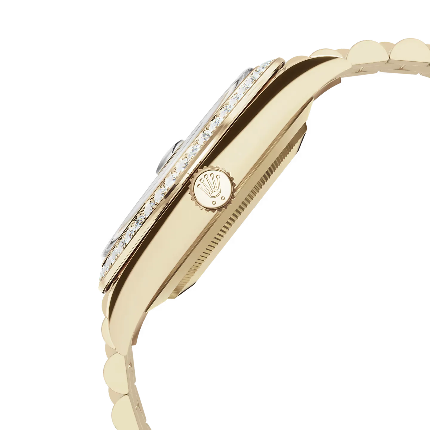 Day-Date 40 228348RBR Yellow Gold Diamond Bezel Champagne Roman Dial