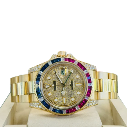 GMT-Master II 40mm Yellow Gold Pepsi Bezel Diamond Set Watch 116718LN