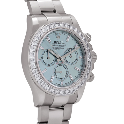 Daytona 126576TBR Platinum Ice Blue Diamond Dial Diamond Bezel