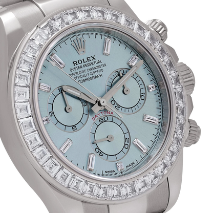 Daytona 126576TBR Platinum Ice Blue Diamond Dial Diamond Bezel
