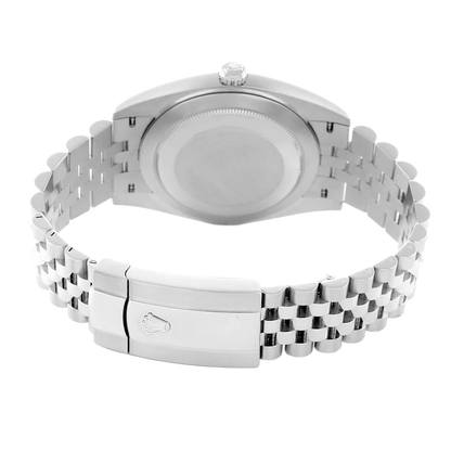 Datejust 41mm Steel White Gold Fluted Motif Dial Mens Watch 126334