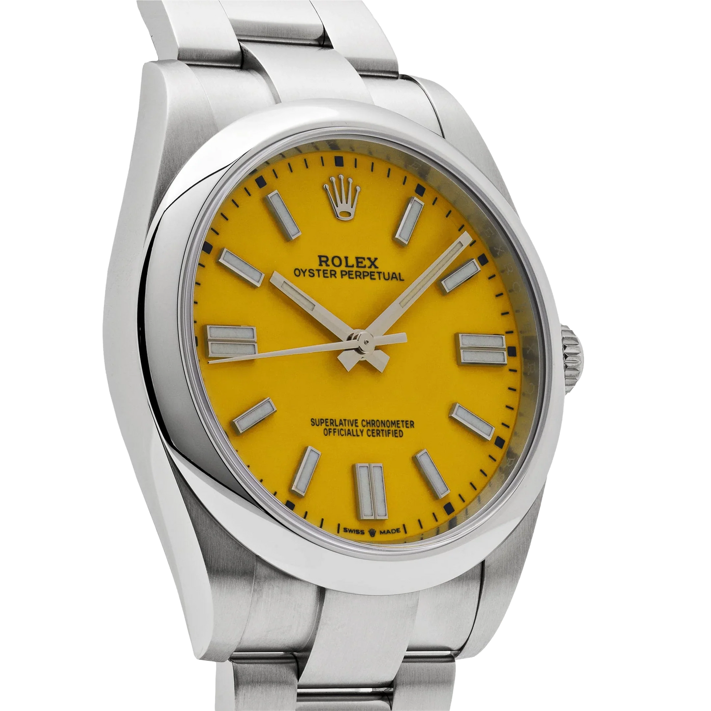 Oyster Perpetual 41mm Stainless Steel Yellow Dial Men Watch 124300-0004