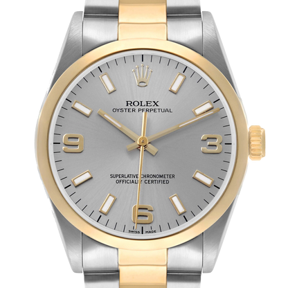 Oyster Perpetual 34mm Steel Yellow Gold Slate Dial Mens Watch 14203