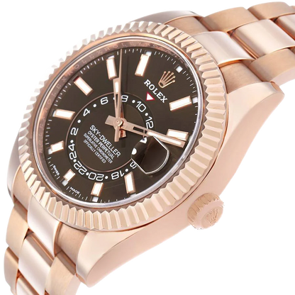 Sky-Dweller 42mm Rose Gold Chocolate Brown Dial Mens Watch 326935