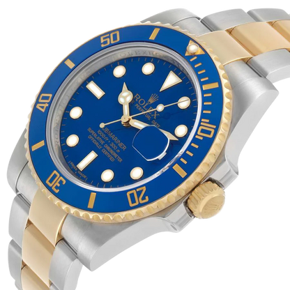 Submariner 40mm Steel Yellow Gold Blue Dial Bezel Mens Watch 116613