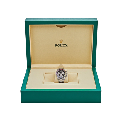 Daytona 40mm 116599RBOW Rainbow White Gold Black Dial